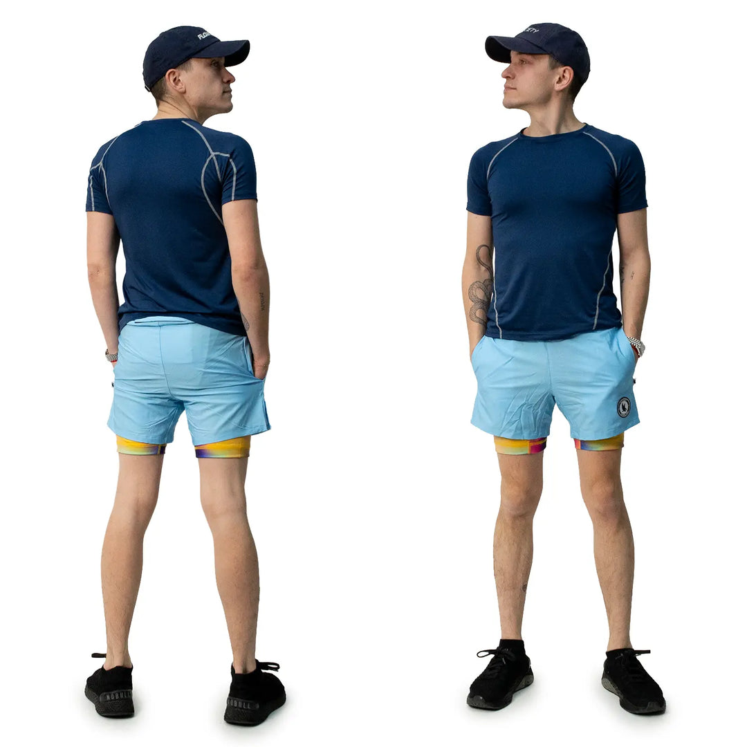 Mens Gradient Sky 2-1 7" Compression Short