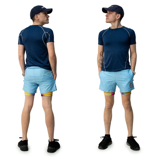 Mens Gradient Sky 2-1 7" Compression Short