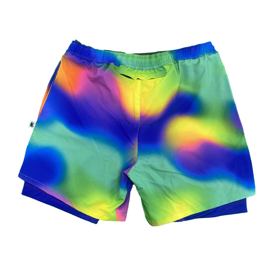 Mens 2-1 Compression 7" Neon Gradient Short