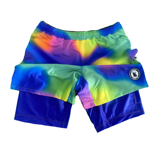 Mens 2-1 Compression 7" Neon Gradient Short