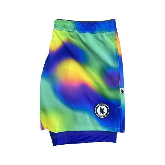 Mens 2-1 Compression 7" Neon Gradient Short