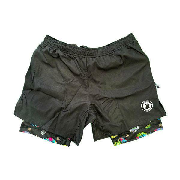 Boys 2-1 Solid Black Sugar Skullz Compression Short