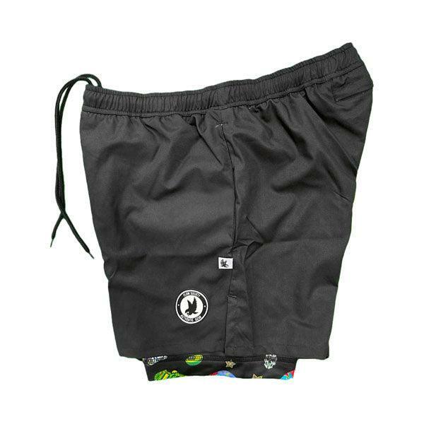 Boys 2-1 Solid Black Sugar Skullz Compression Short