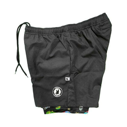 Boys 2-1 Solid Black Sugar Skullz Compression Short