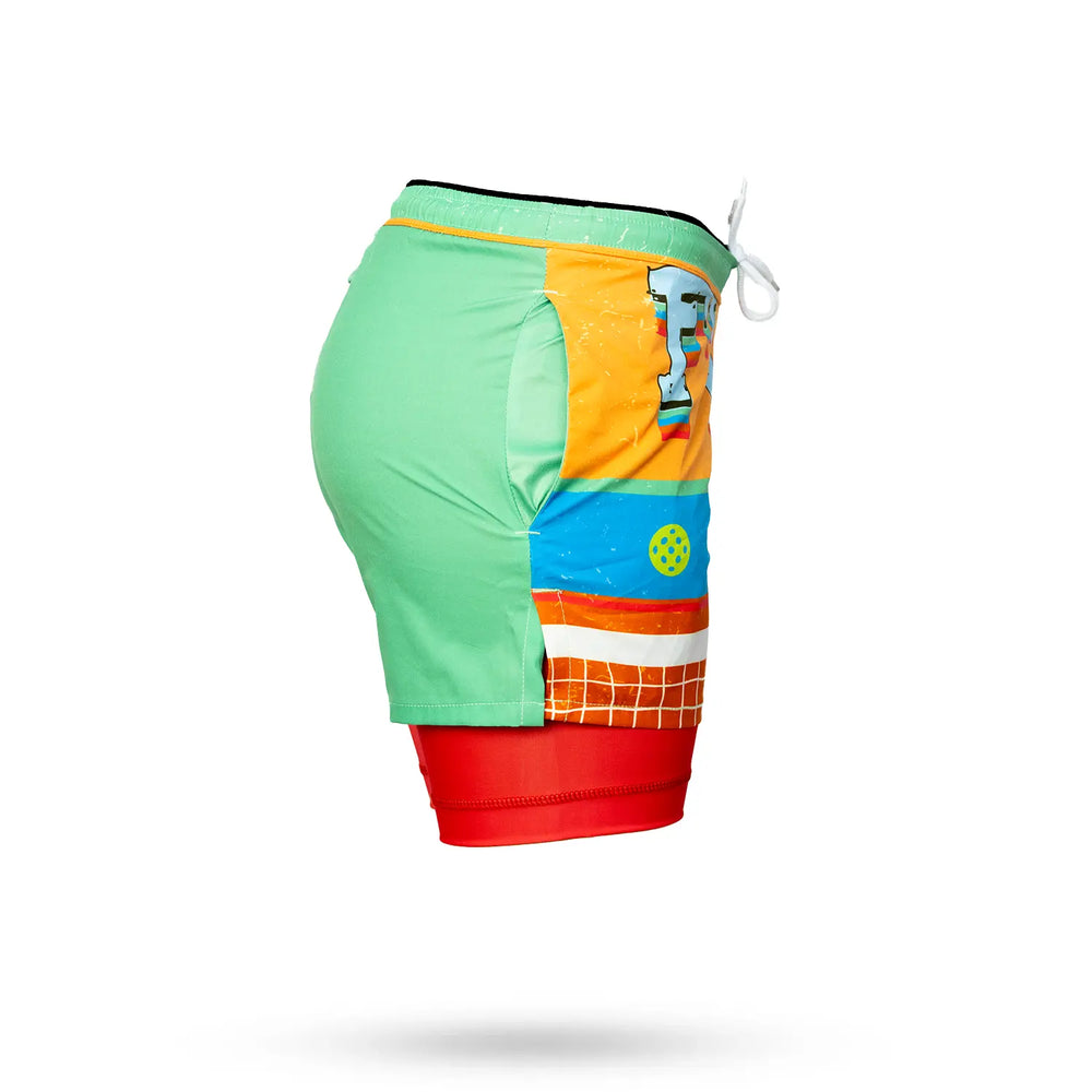 Mens 2-1 Compression Retro Paddle 7" Shorts
