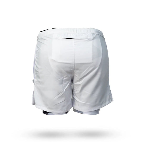Mens Solid White Diamond Geo 2-1 Compression 7" Short