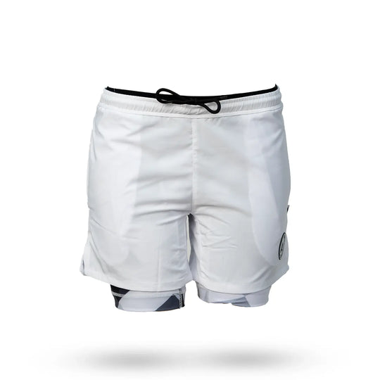 Mens Solid White Diamond Geo 2-1 Compression 7" Short
