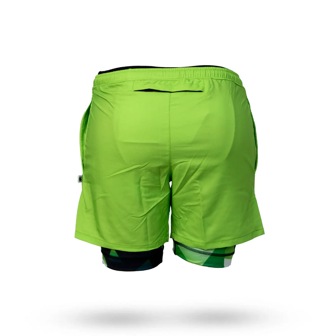 Mens Green Diamond Geo 2-1 Compression 7" Short