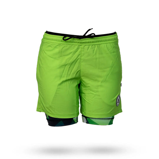 Mens Green Diamond Geo 2-1 Compression 7" Short