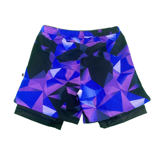 Boys 2-1 Diamond Geo Blue Purple Compression Short