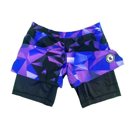 Boys 2-1 Diamond Geo Blue Purple Compression Short