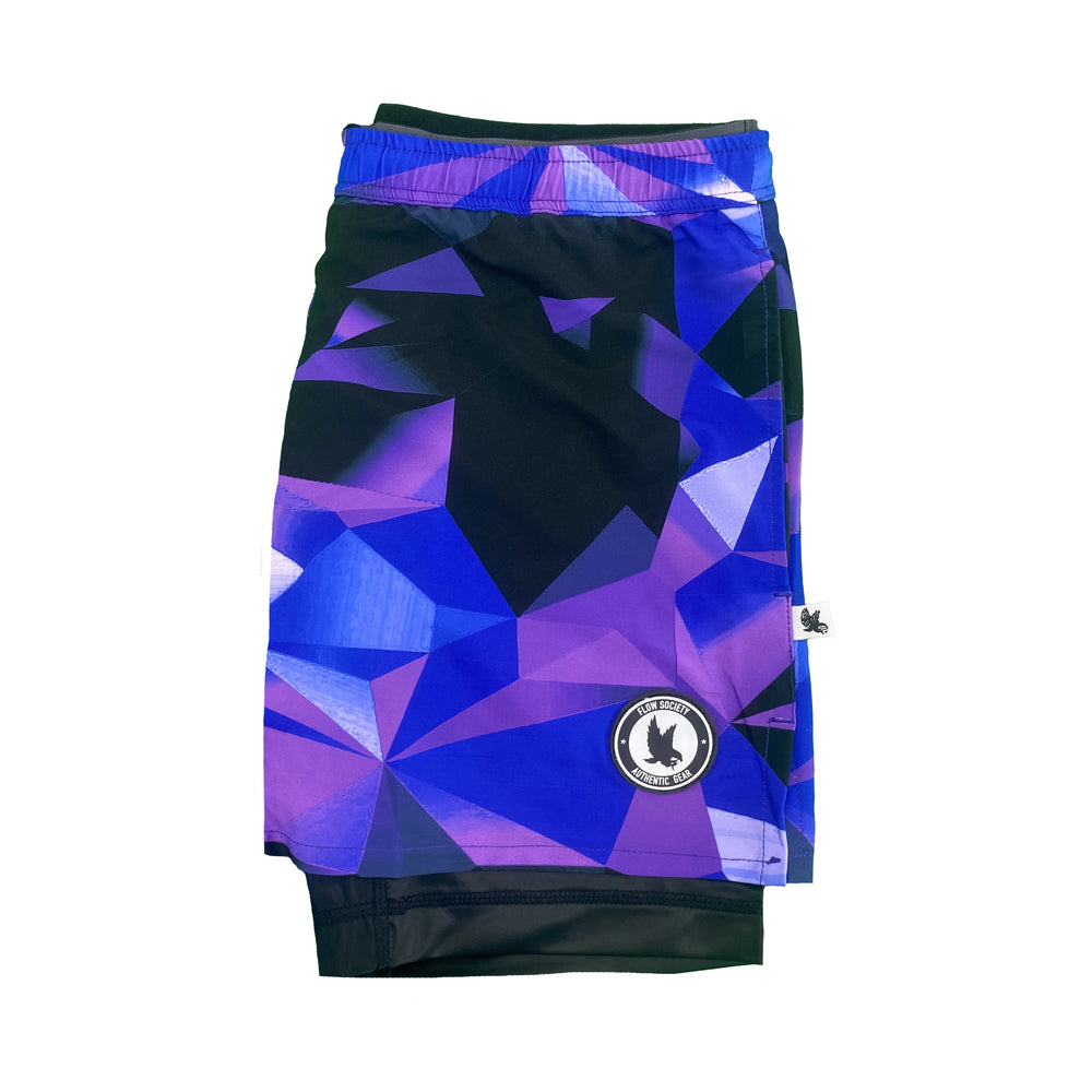 Boys 2-1 Diamond Geo Blue Purple Compression Short