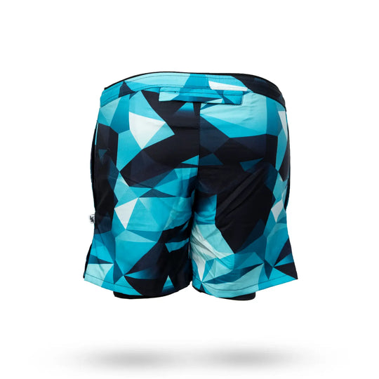 Mens Turquoise Diamond Geo 2-1 Compression 7" Short