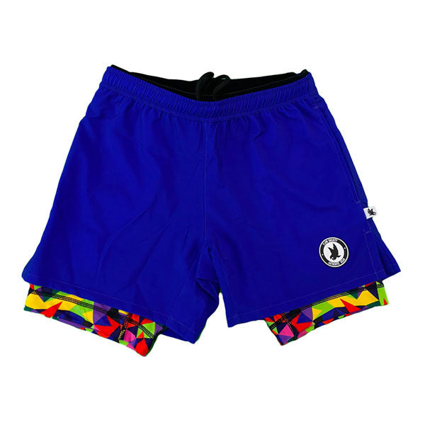 Boys 2-1 Solid Blue Kaleido Flow Compression Short