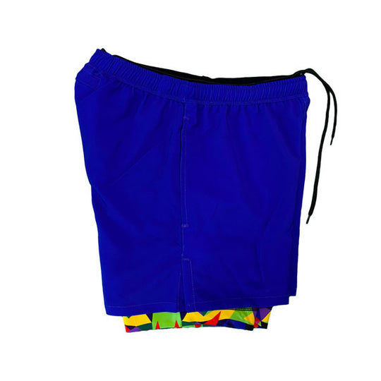 Boys 2-1 Solid Blue Kaleido Flow Compression Short