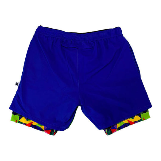 Boys 2-1 Solid Blue Kaleido Flow Compression Short