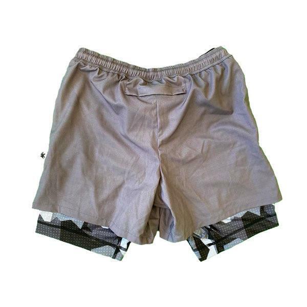 Boys 2-1 Compression Solid Charcoal Eagle Camo Shorts