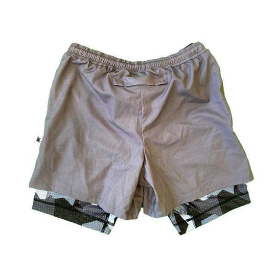 Boys 2-1 Compression Solid Charcoal Eagle Camo Shorts