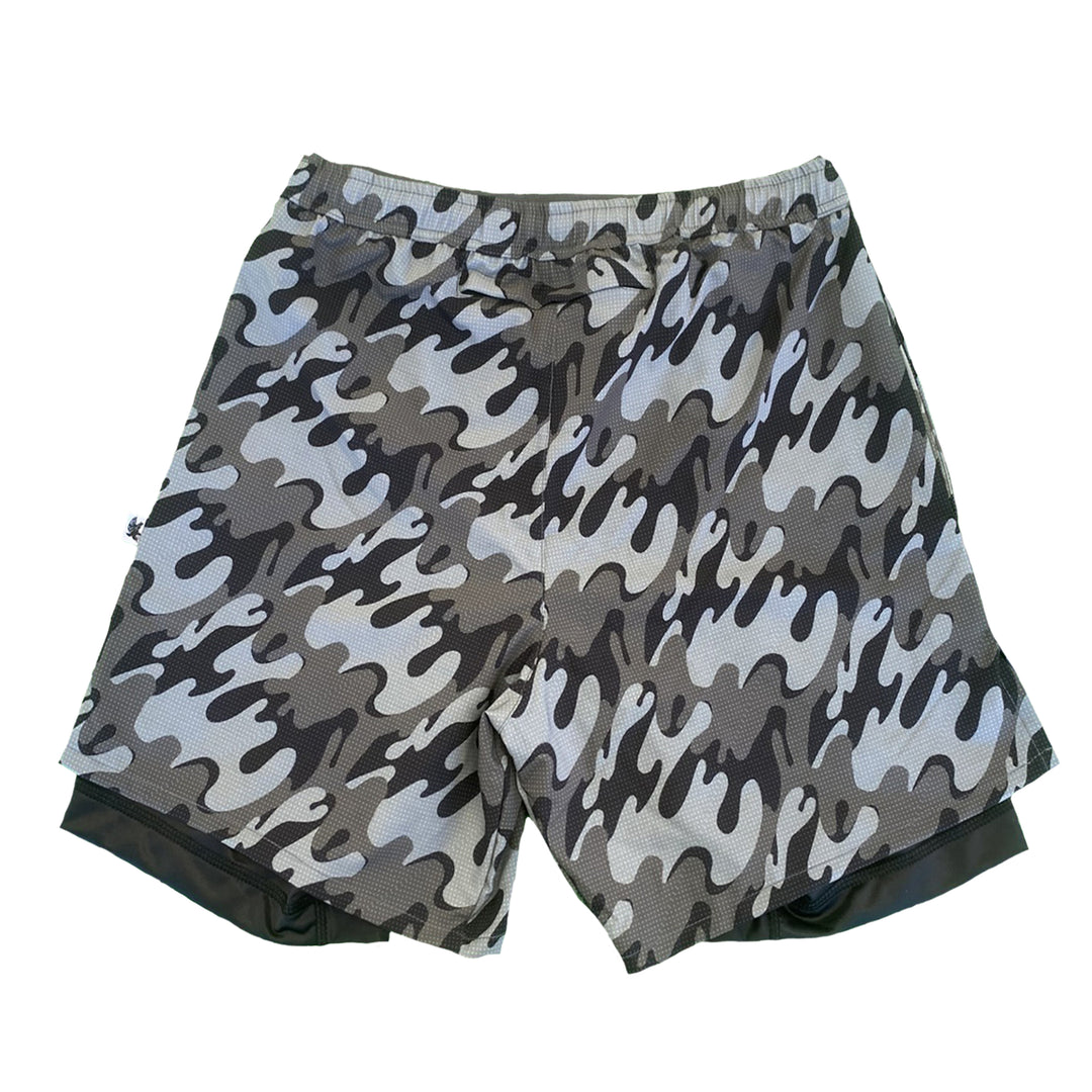 Men’s 2-1 Compression 7" Bubble Camo Shorts