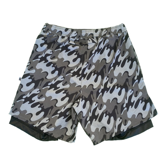 Mens 2-1 Compression 7" Bubble Camo Short