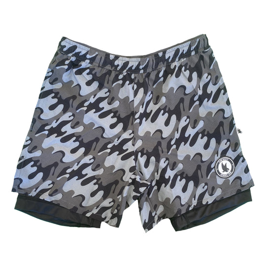 Mens 2-1 Compression 7" Bubble Camo Short