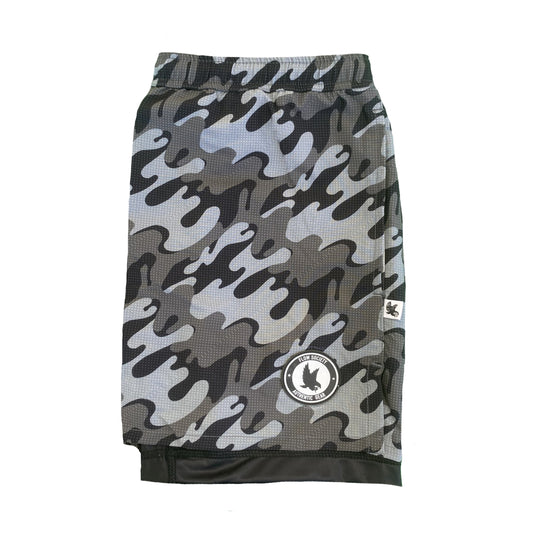 Mens 2-1 Compression 7" Bubble Camo Short