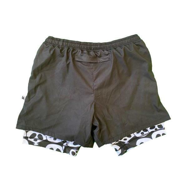 Boys 2-1 Compression Solid Black Panda Shorts