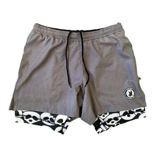Boys 2-1 Compression Solid Charcoal  Panda Shorts