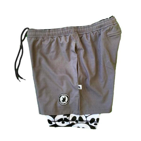 Boys 2-1 Compression Solid Charcoal  Panda Shorts