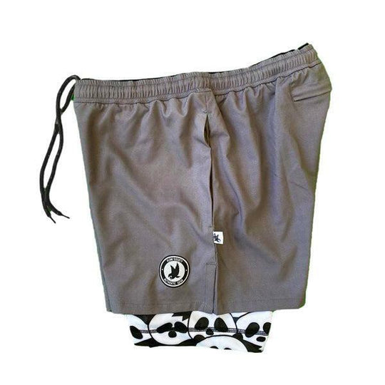 Boys 2-1 Compression Solid Charcoal  Panda Shorts