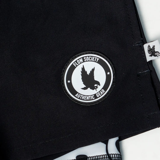 Mens 2-1 Compression Solid Black Panda 7" Shorts