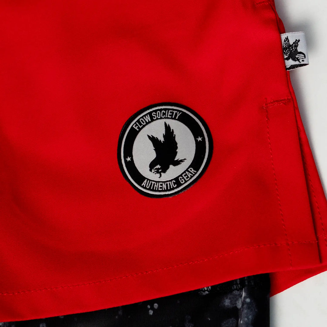 Mens 2-1 Compression Solid Red Rainmaker 7" Shorts