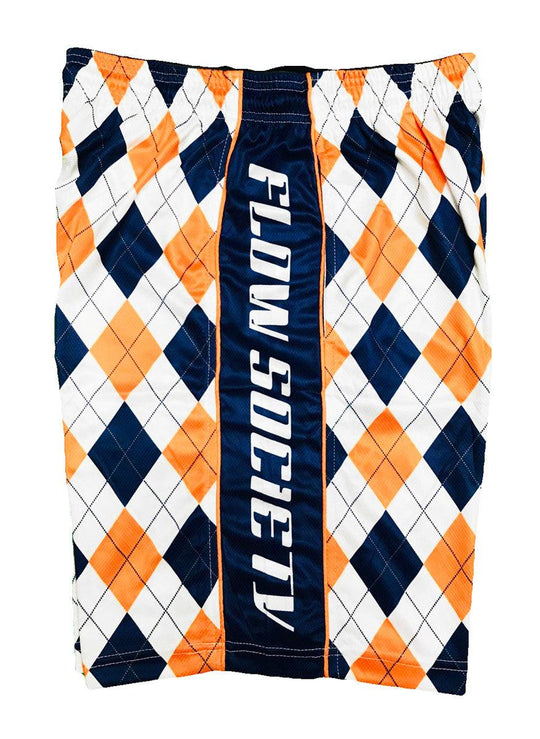 Mens Navy & Orange Argyle Attack Short