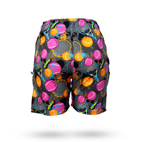 Boys Tennis Flow Print Short Charcoal