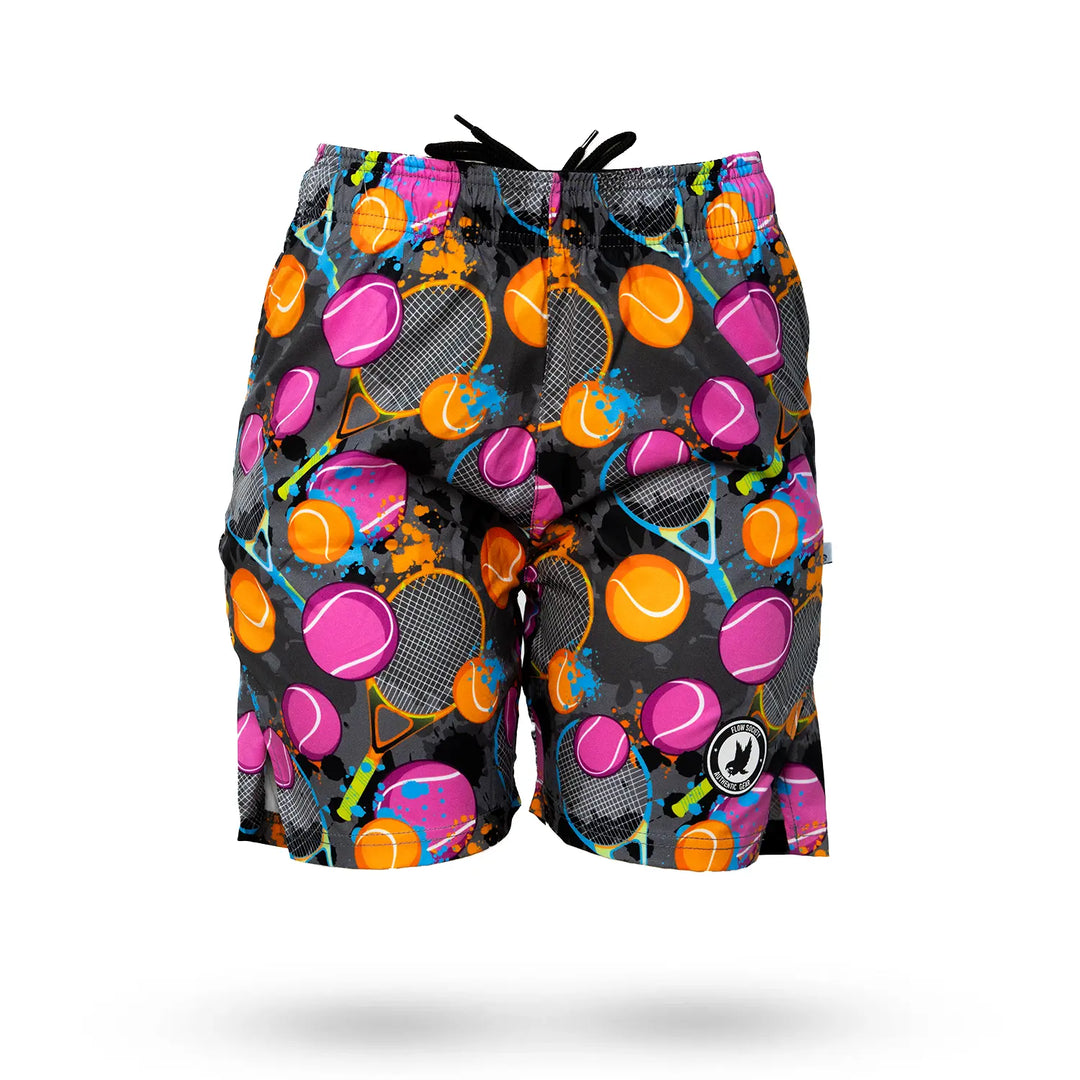 Boys Tennis Flow Print Charcoal 7" Performance Short