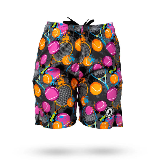 Boys Tennis Flow Print Charcoal 7" Performance Short