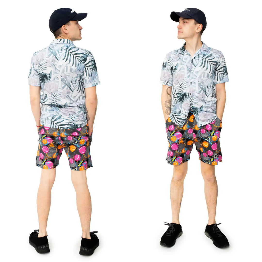 Boys Tennis Flow Print Charcoal 7" Performance Short