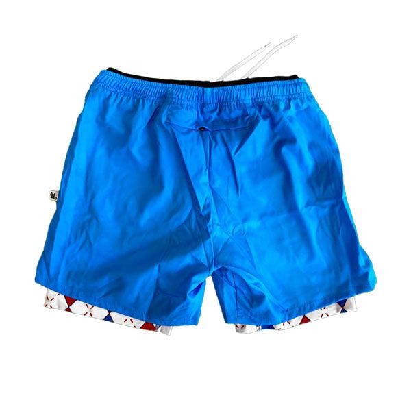 Mens 2-1 Compression Blue/Argyle Pickleball 7" Shorts