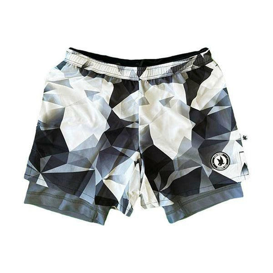 Boys White Diamond Geo 2-1 Compression Short