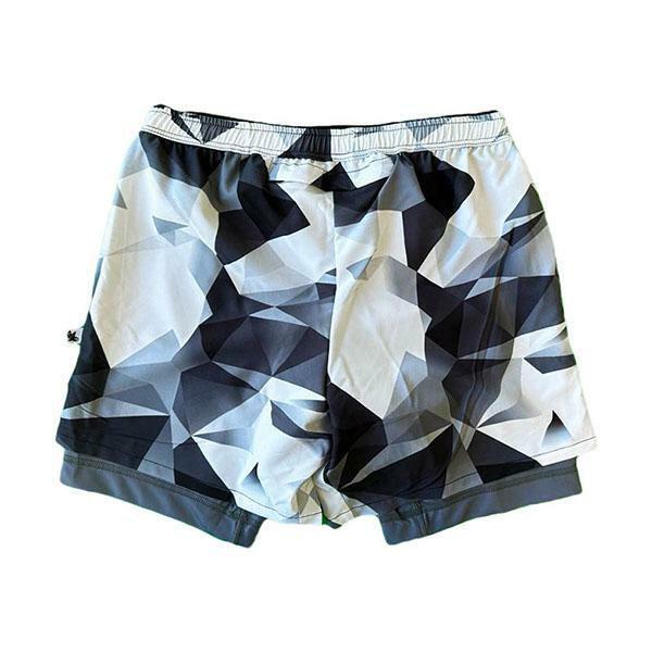 Boys White Diamond Geo 2-1 Compression Short
