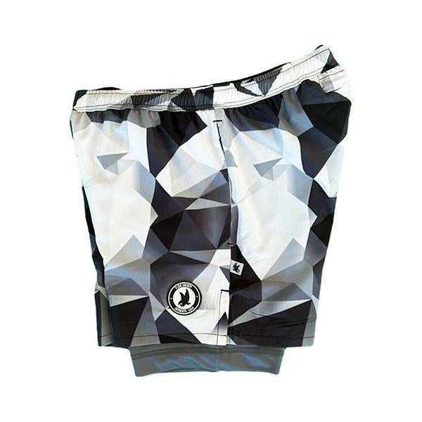 Boys White Diamond Geo 2-1 Compression Short