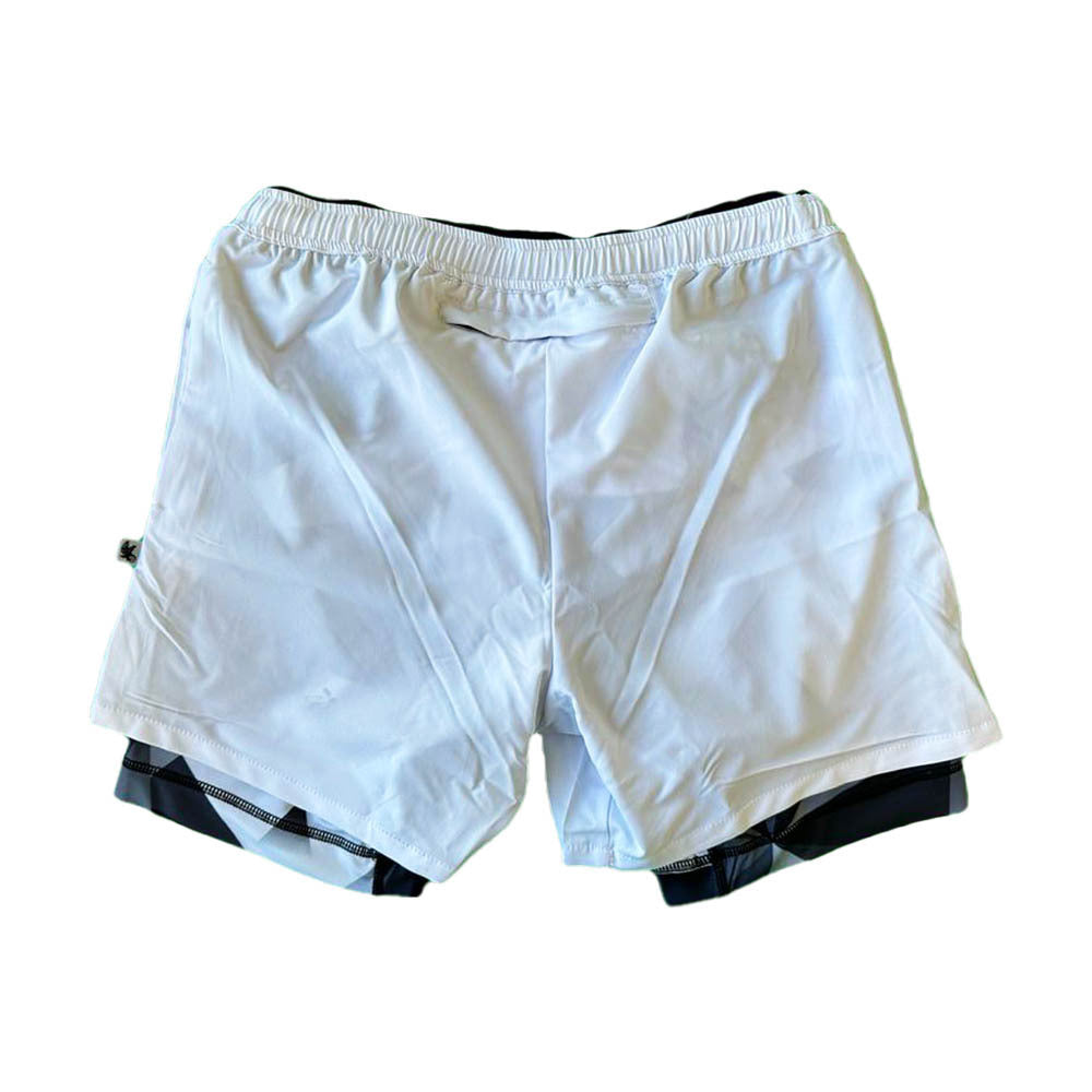 Boys Solid White Diamond Geo 2-1 Compression Short