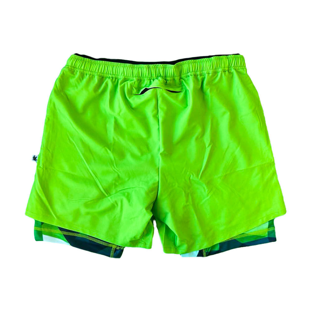 Boys Green Diamond Geo 2-1 Compression Short