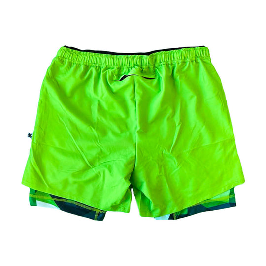 Boys Green Diamond Geo 2-1 Compression Short
