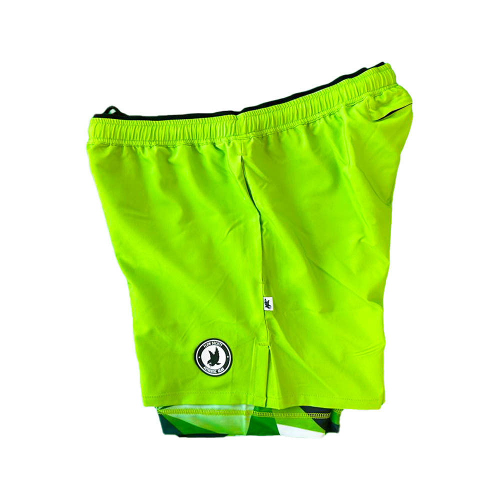 Boys Green Diamond Geo 2-1 Compression Short