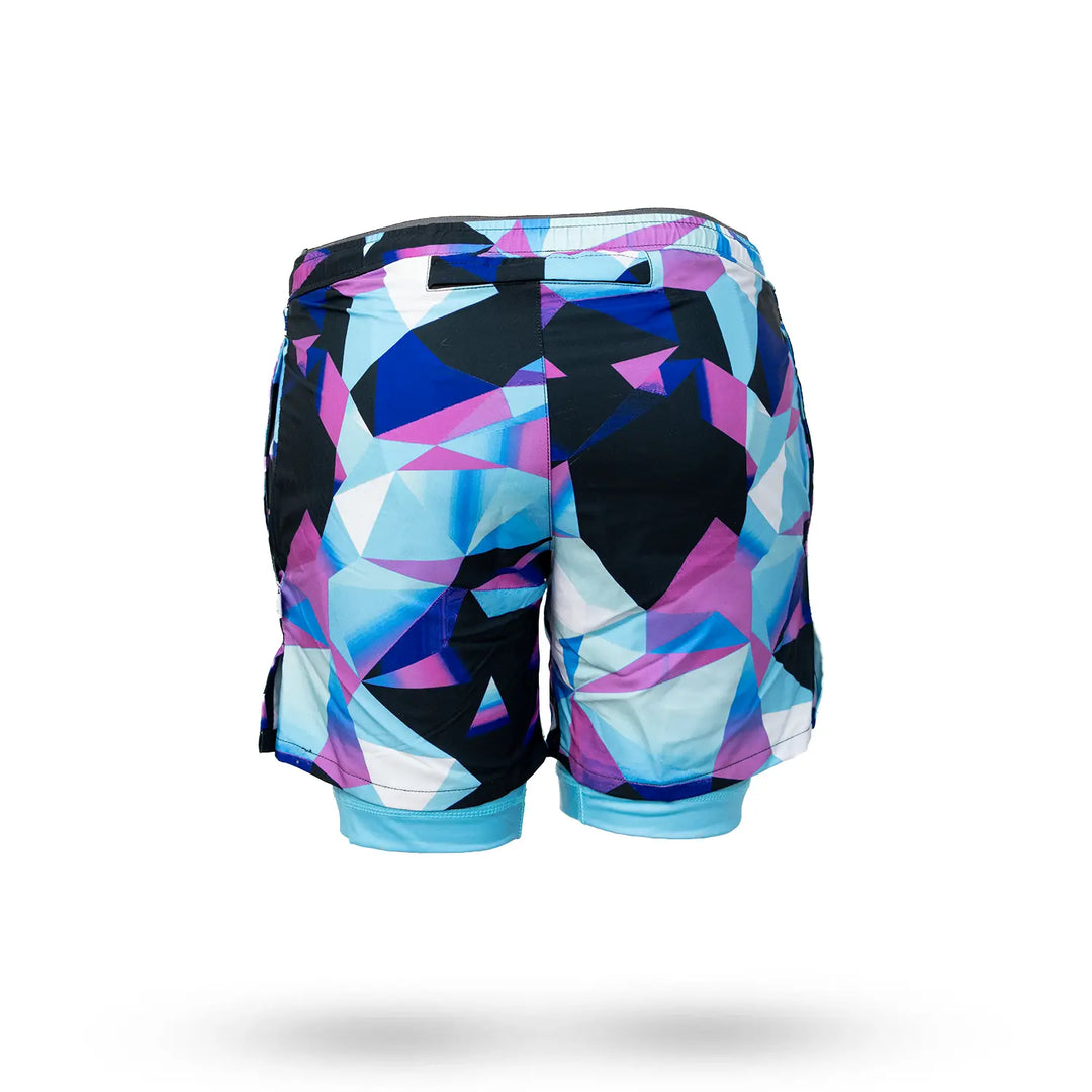 Mens Sky Pastel Diamond Geo 2-1 Compression 7" Short
