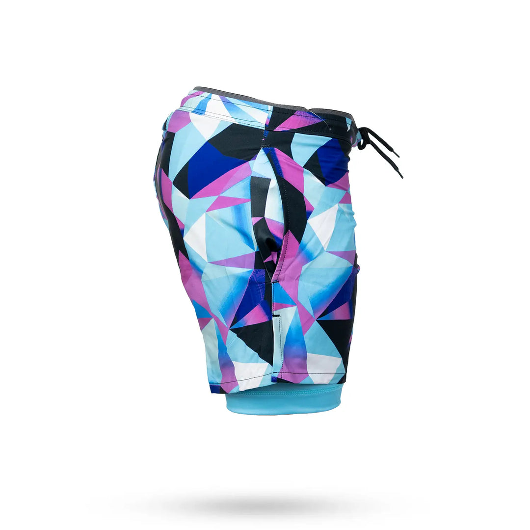 Mens Sky Pastel Diamond Geo 2-1 Compression 7" Short