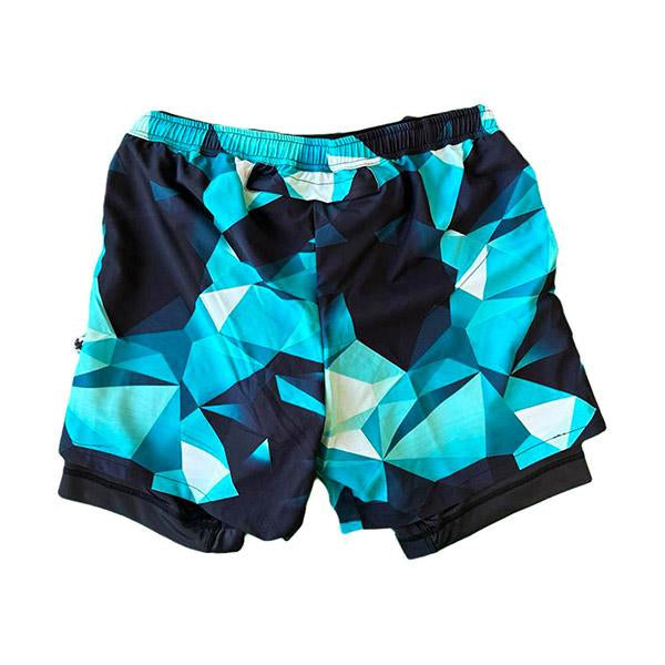 Mens Turquoise Diamond Geo 2-1 Compression 7" Short