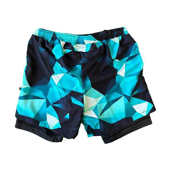 Boys Turquoise Diamond Geo 2-1 Compression Short