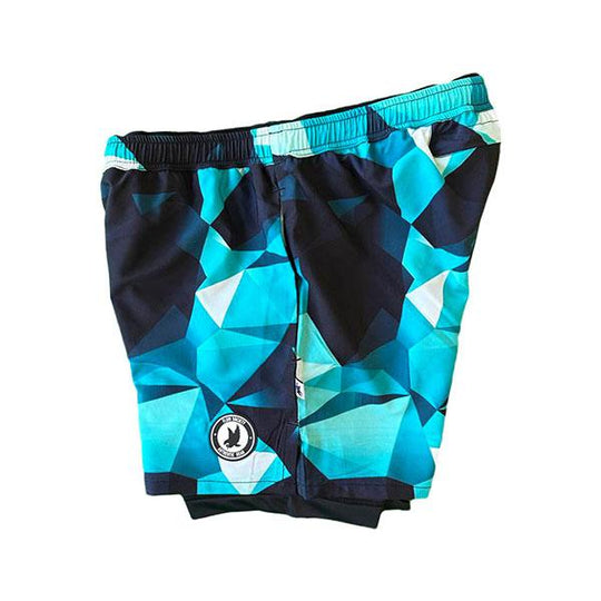 Mens Turquoise Diamond Geo 2-1 Compression 7" Short